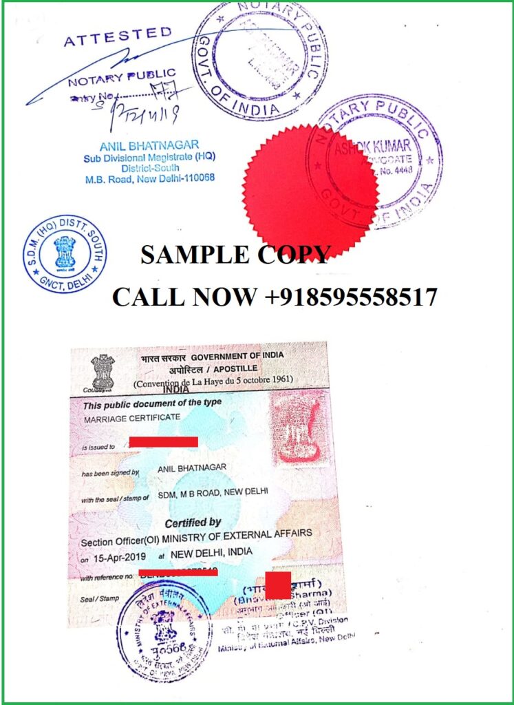 Marriage Certificate Apostille in Bengaluru Marriage Certificate